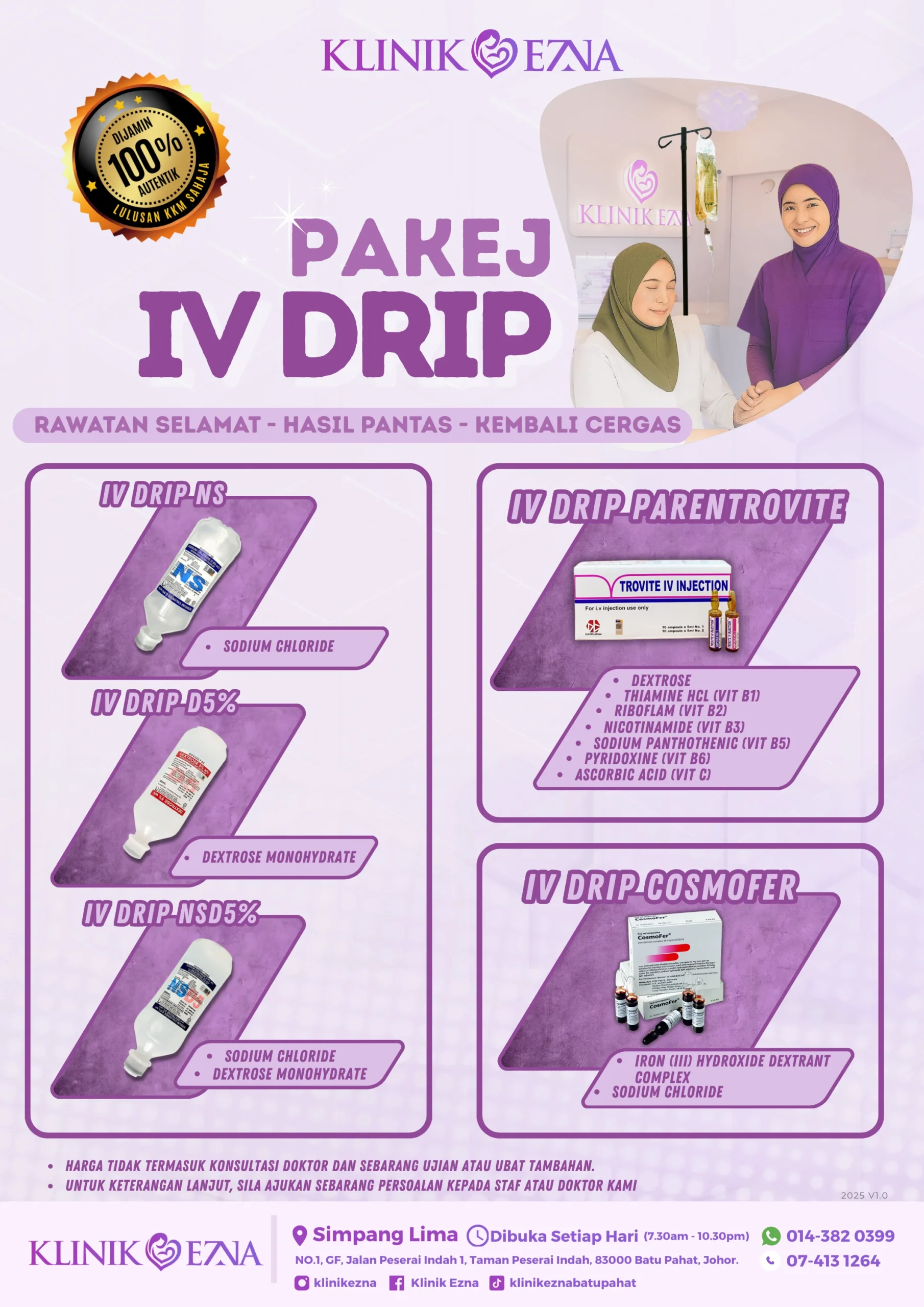 Poster Pakej IV Drip Klinik Ezna Batu Pahat