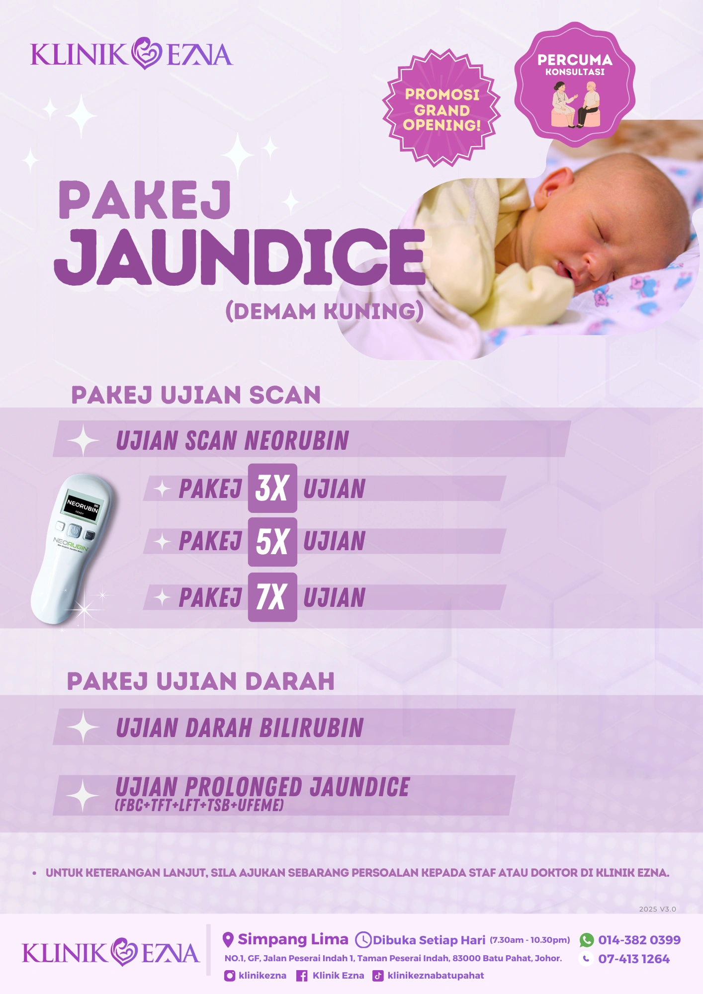 Poster Pakej Jaundice Bayi Klinik Ezna Batu Pahat