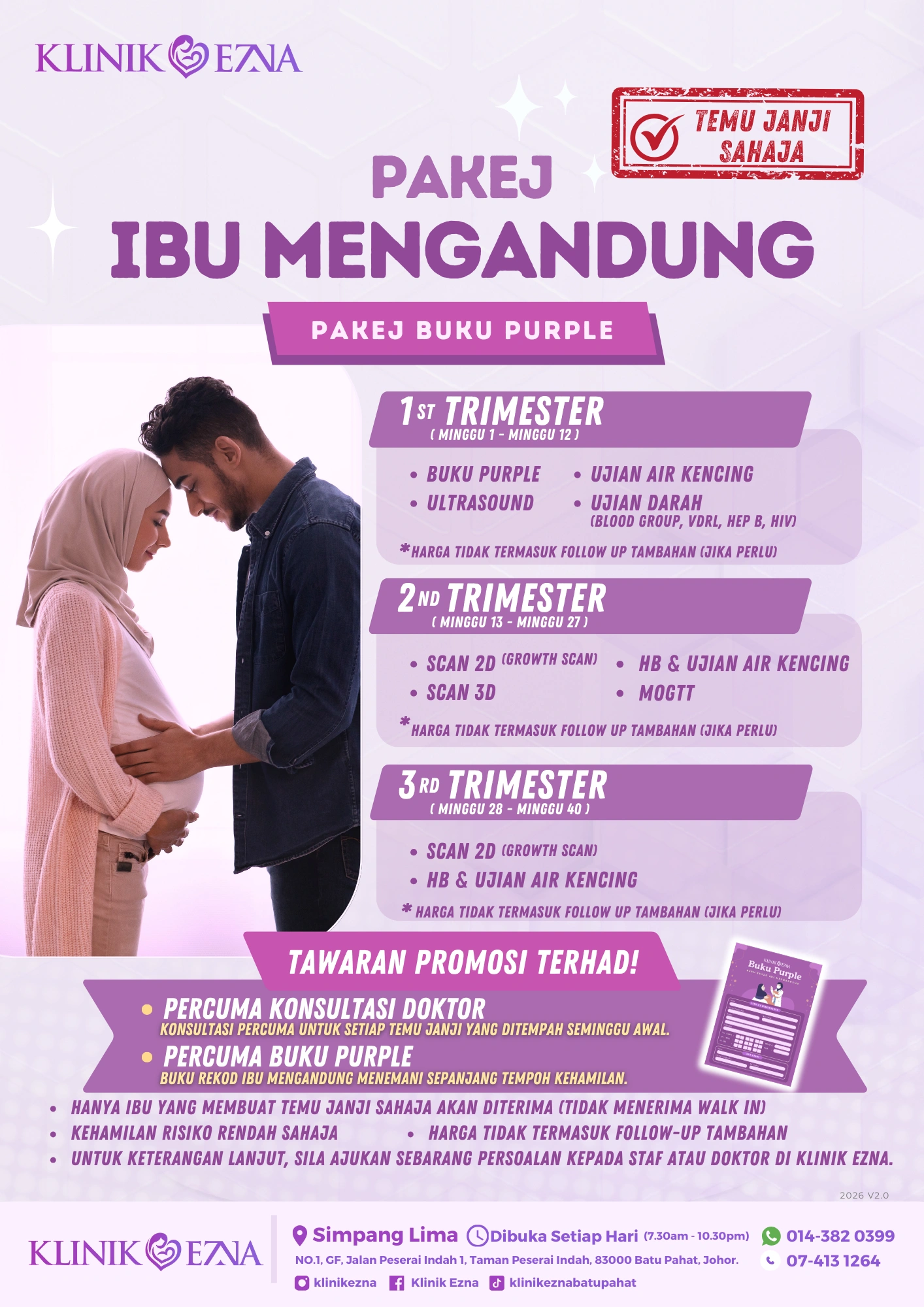 Poster Pakej Ibu Mengandung Buku Purple Klinik Ezna Batu Pahat