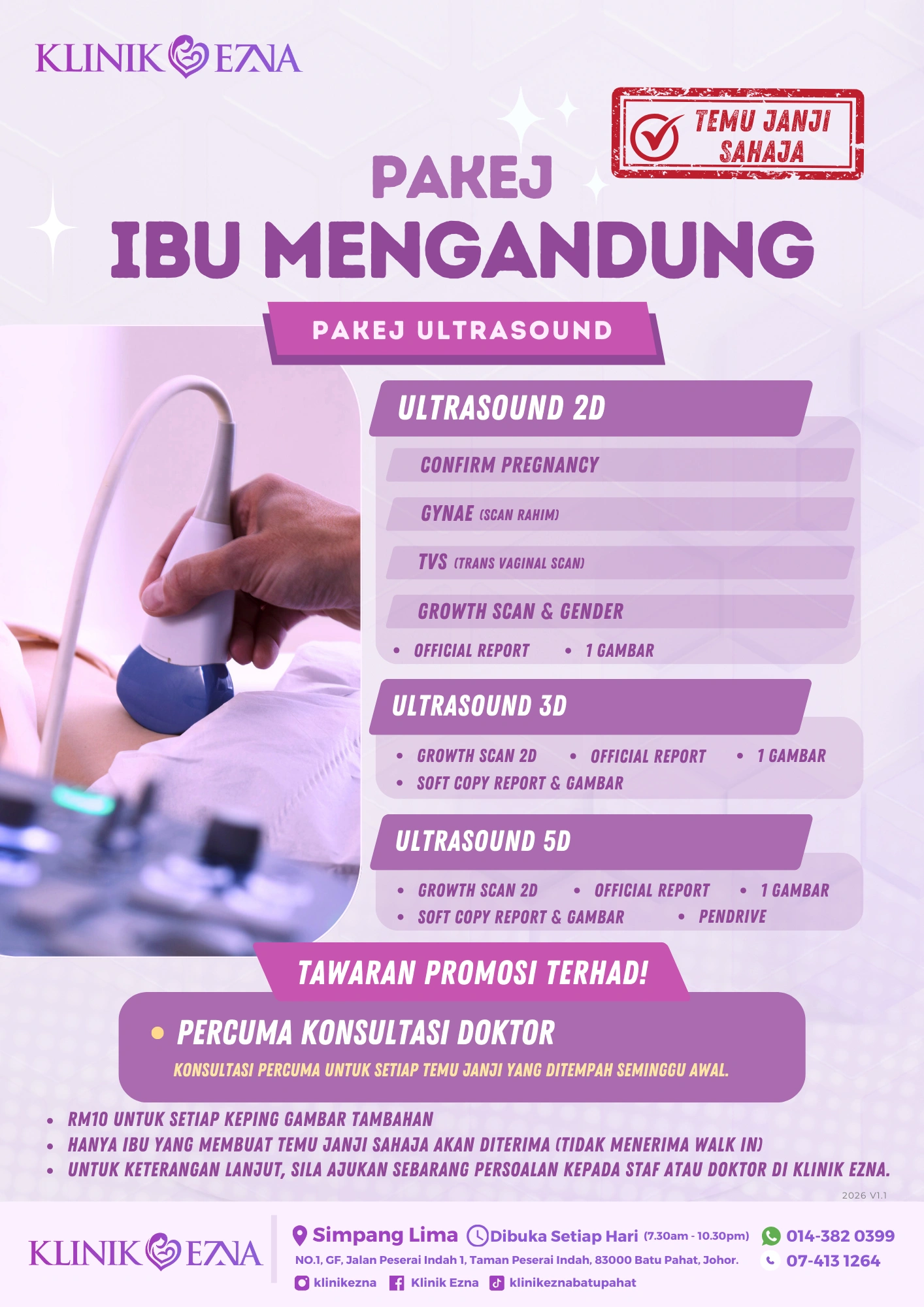 Poster Pakej Ibu Mengandung dan Ultrasound Klinik Ezna Batu Pahat