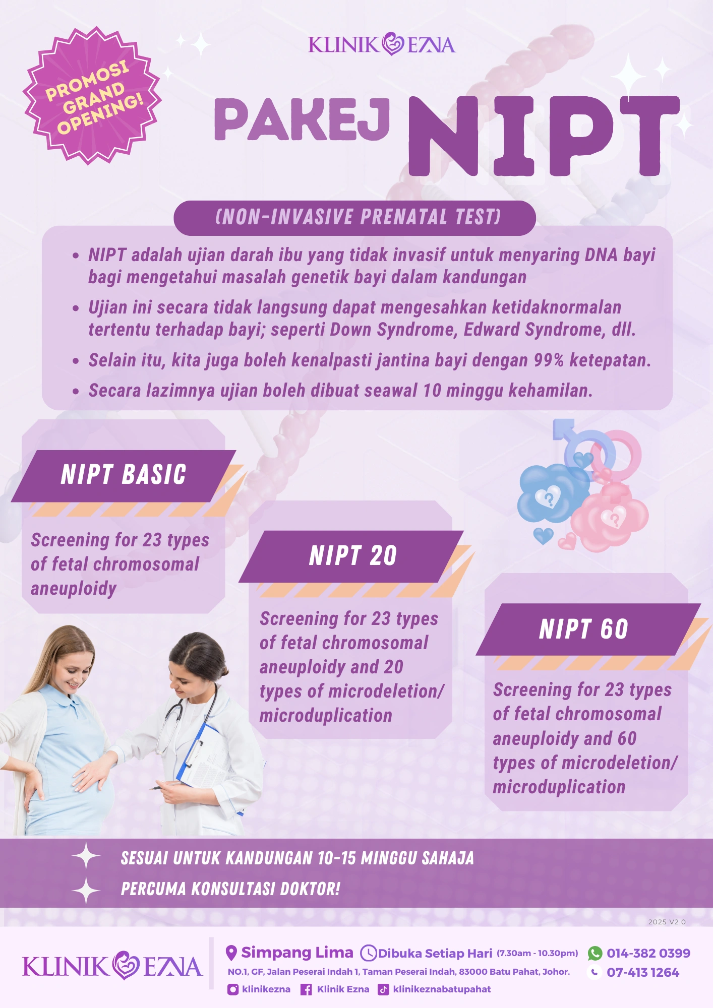Poster pakej NIPT Klinik Ezna Batu Pahat